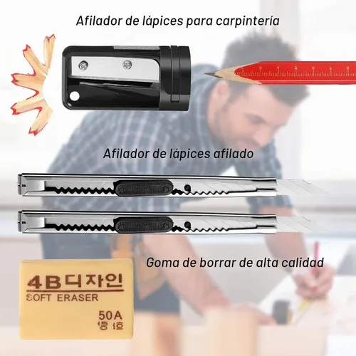 Vista 3 de Clabby 10 lápices de carpintero, lápices octogonales planos de construcción