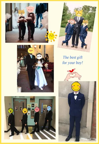 Vista 2 de Conjunto de trajes formales para niños con camisa de vestir y corbatín