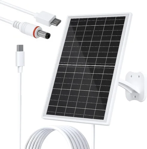 Vista 18 de FUTUREZEN Panel solar de 6 W para cámara de seguridad al aire libre, cargador solar USB/USB-C de 5 V compatible con cámaras de batería recargable