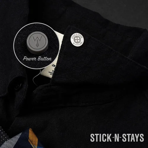 Vista 5 de Stick-N-Stays Magnetic Collar Stays by Würkin Stiffs Silver Includes 10 Magnetic Adhesive Stays and 2 Power Button Magnets Great for Polos Gift