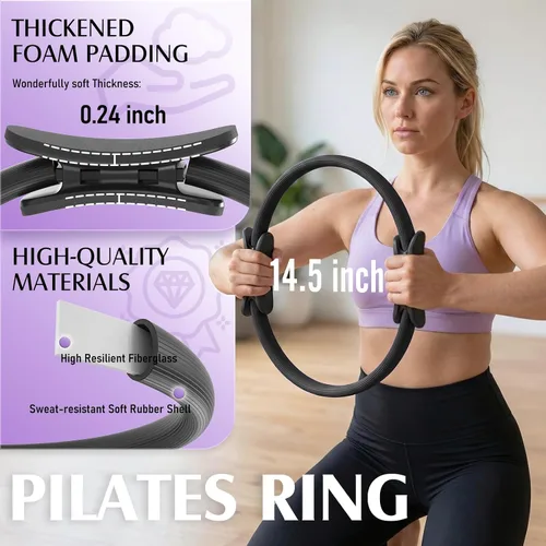 Vista 3 de JKSHMYT Pilates Ring, 14.5 inch Magic Circle Pilates Equipment Negro