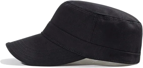 Vista 4 de QOHNK Gorra de béisbol de algodón para hombre y mujer, unisex, estilo cadete, militar, ajustable, con parte superior plana