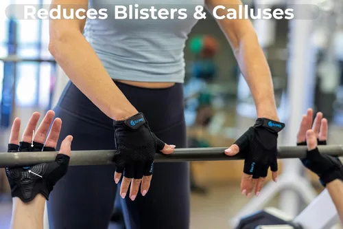 Vista 4 de Elevi Fit - Guantes de entrenamiento para hombres y mujeres, guantes de levantamiento de pesas con almohadillas de silicona antideslizantes, guantes