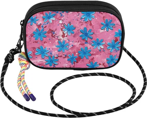 Vista 2 de Oil Painting with Retro Blue Flowers Cute Crossbody Bags Men Comfort with Credit Card Slots Messenger Bag Crossbody Go shopping bolso manos libres