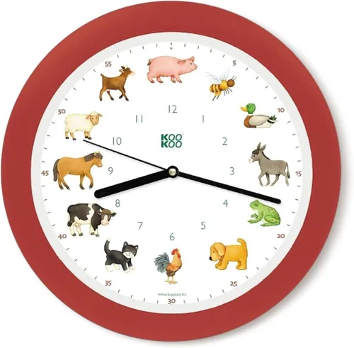 Vista 15 de KOOKOO KidsWorld - Reloj de pared para niños con sonidos naturales, 12 animales de granja Negro-azul