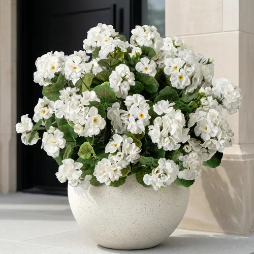 Vista 10 de 4 piezas de plantas falsas para decoración del hogar, flores artificiales, geranios artificiales, flores artificiales para exteriores, ramo de seda