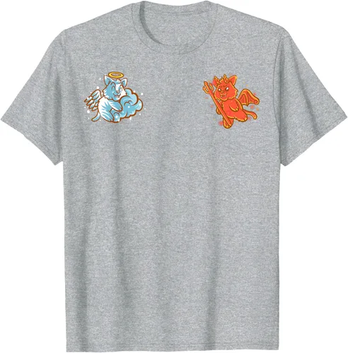Vista 38 de Camiseta de gato ángel y diablo sentado en tu hombro Nerd Kitten, Negro