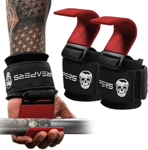 Vista 10 de Ganchos para levantamiento de pesas Gymreapers (par), correas de muñeca de potencia resistentes con soporte de agarre para la mano