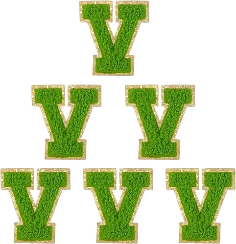 Vista 58 de 6 parches de letras de felpilla autoadhesivas de 2 pulgadas, parches de letras universitarias de la A a la Z, parche de reparación bordado