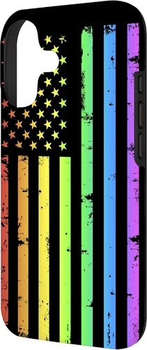 Vista 2 de Funda LGBT para iPhone 17 con diseño de bandera estadounidense arcoíris