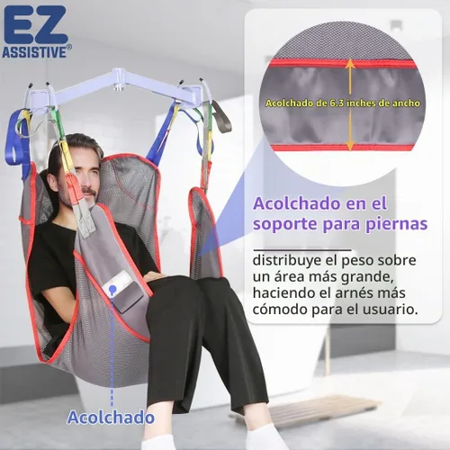 Vista 3 de EZ Assistive Eslinga universal de elevación de pacientes de cuerpo completo para elevación o traslado de pacientes, honda de elevación con tela