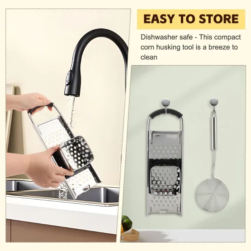Vista 4 de Spaetzle Maker de acero inoxidable con mango de agarre cómodo y espumadera, juego de herramientas para hacer albóndigas de huevo alemán casero