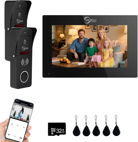 Vista 12 de ANJIELO SMART Timbre de video con cable con monitor interior, sistema de intercomunicación de video con cable, audio bidireccional, detección