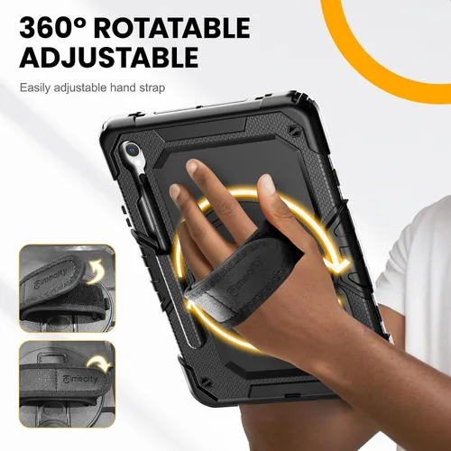 Vista 6 de Timecity - Funda protectora resistente para Samsung Galaxy Tab S10 Lite, S10 FE, S9 FE 5G, S9, 10.9 y 11 pulgadas, con protector de pantalla, Negro