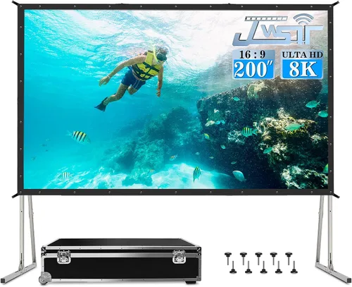 Vista 10 de Pantalla de Proyector para Interiores, JWSIT Pantalla de Cine para Exteriores de 100 pulgadas - PVC Mejorado de 3 Capas 16:9 Pantalla de Proyector