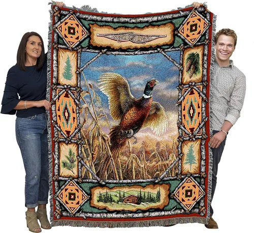 Vista 11 de Pure Country Weavers - Manta tejida con flecos, decorativa / tapete, de Antler Lodge, con diseño de osos, vida silvestre, cabaña del lago, regalo