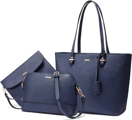 Vista 10 de LOVEVOOK Bolsos de mano para mujeres, bolsos de hombro, bolso tote, bolso satchel, bolso hobo, conjunto de bolso de 3 piezas