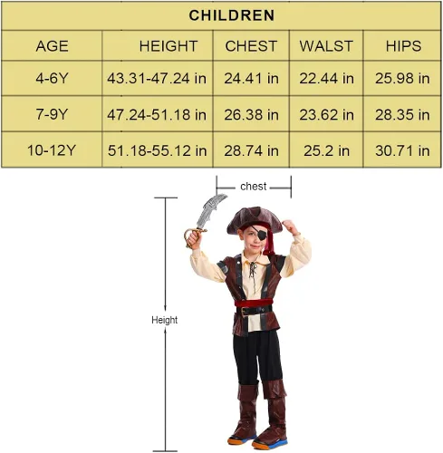 Vista 5 de KalcyKizz Disfraz de pirata rústico para niños