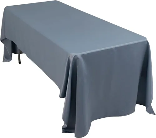 Vista 3 de Efavormart - Mantel rectangular de satén sin costuras, color azul polvoriento, 60 x 126 pulgadas Azul empolvado