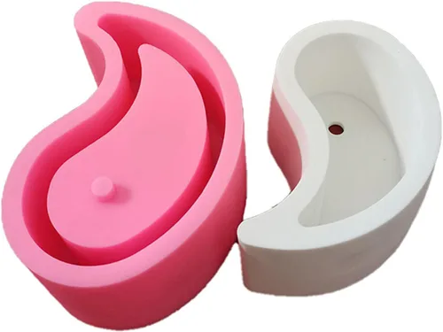 Vista 7 de Moldes para macetas de hormigón, macetas suculentas, moldes de silicona, símbolos de Tai Chi, moldes de cemento de arcilla para bonsái con orificio