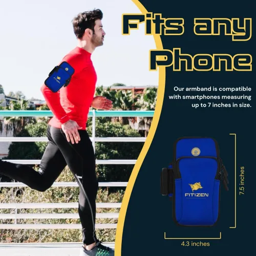 Vista 6 de FitNation Banda de brazo para teléfono para correr – Soporte de teléfono resistente al agua para correr – Cinturón ajustable para teléfono celular
