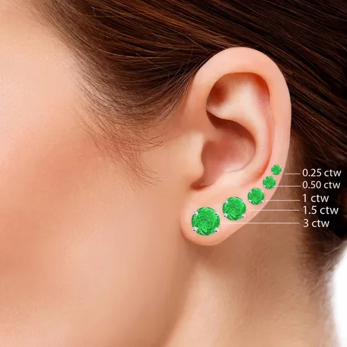 Vista 5 de Aretes de esmeralda de peso total de 12-10 quilates, 4 puntas de empuje hacia atrás