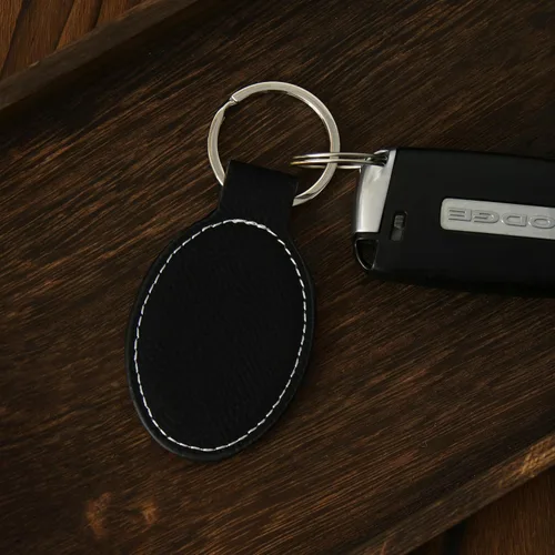 Vista 4 de LaserGram Llavero ovalado, estrella de David, grabado personalizado incluido Negro con plateado