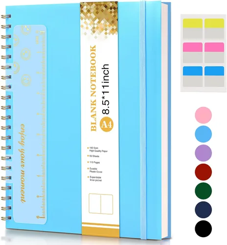 Vista 35 de Cuaderno de espiral de 8.5 x 11 pulgadas, cuadernos grandes A4 para mujeres y hombres, diario rayado universitario, papel de 3.53 oz/m², diarios