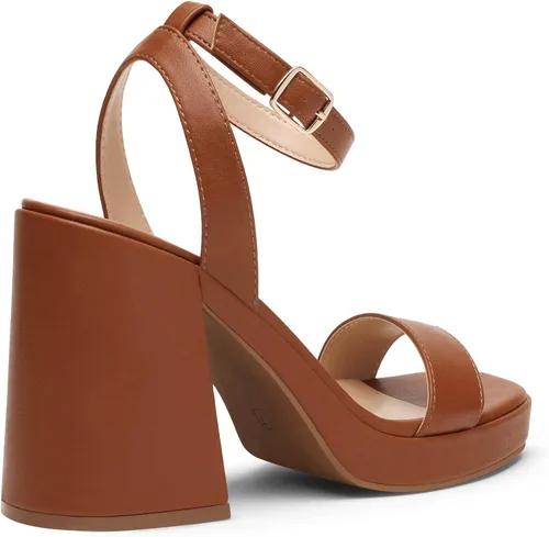 Vista 3 de DREAM PAIRS Tacones para mujer, plataforma gruesa, tacón alto, puntera abierta, moda, boda, fiesta, noche, baile, correa de tobillo, zapatos de tacón