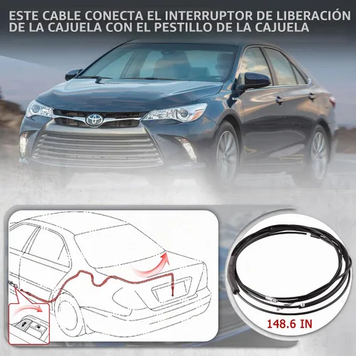 Vista 2 de Cable de cierre de maletero compatible con Toyota Camry 2012-2017, cable de liberación de pestillo que conecta con interruptor de maletero, cable