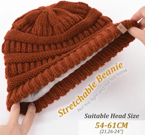 Vista 66 de FURTALK Gorros de invierno para mujer, con forro polar, gorro de punto holgado y cálido, gorro de esquí