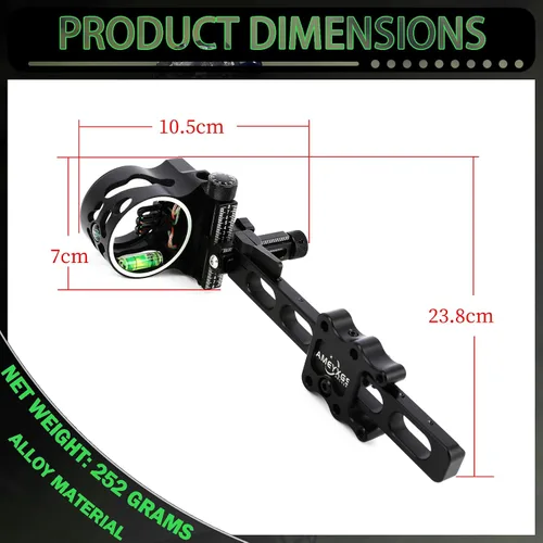 Vista 8 de 5-Pin Compound Bow Sight - with Level & Height Micro-Adjustable, Aluminum Alloy Hunting Sight for Right/Left Hand, Includes Sight Light & Tools