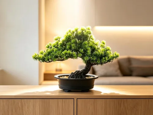 Vista 5 de Árbol bonsái de enebro artificial para decorar interiores para casa u oficina