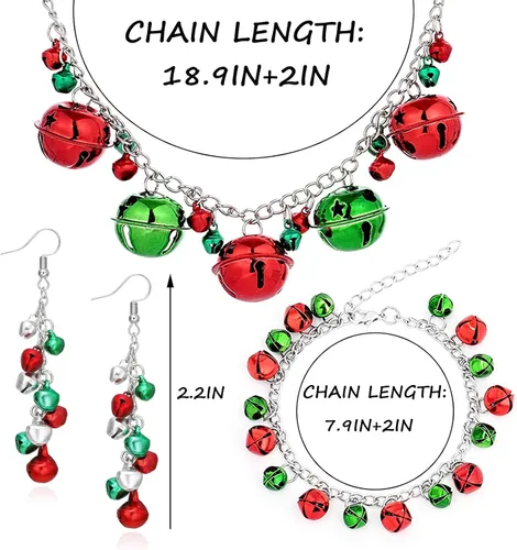 Vista 6 de Long tiantian - Juego de 4 piezas de joyería de campanas de Navidad, diseño clásico