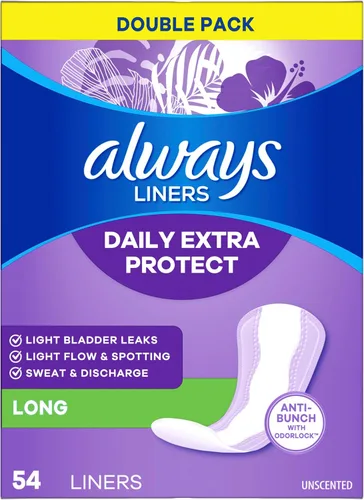 Vista 11 de Always Panty Liners para mujer Anti-Bunch Xtra Protection Daily Liners, largos, sin perfume, 108 unidades (paquete de 4)
