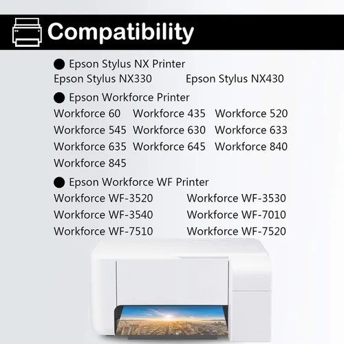 Vista 2 de Paquete de 2 cartuchos de tinta de repuesto T126 para Epson 126 T126 para Workforce 435 520 545 635 645 845 WF-3520 WF-3530 WF-3540 WF-7010 WF-7510