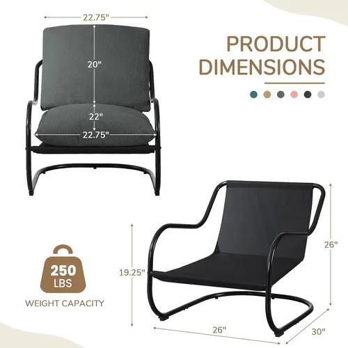 Vista 2 de Peace nest Silla decorativa moderna, sillón tapizado suave con marco de metal resistente, cómoda silla de descanso para sala de estar, dormitorio