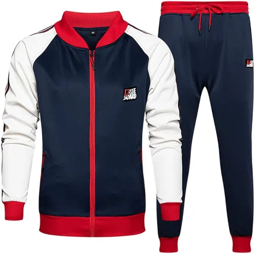 Vista 2 de PASOK Conjunto deportivo de 2 piezas para hombre con cremallera completa ropa deportiva