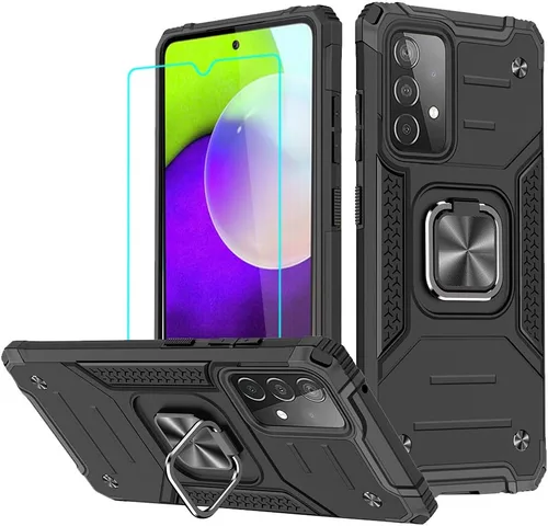 Vista 8 de HNHYGETE Funda para Samsung A52, Galaxy A52 5G, con protector de pantalla HD, a prueba de golpes, resistente a los golpes, con anillo de rotación