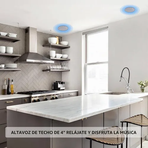 Vista 4 de Herdio Altavoces de techo Bluetooth marinos impermeables de 4 pulgadas para baño, cocina, hogar, al aire libre, cámper, carrito de golf, barco
