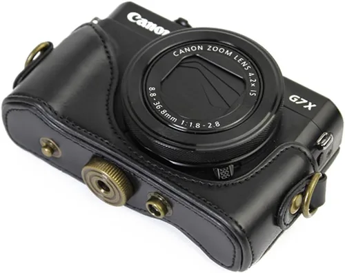 Vista 5 de TUYUNG - Funda de cuero vintage para cámara réflex digital Canon Powershot G7X, G7X Mark II - negro