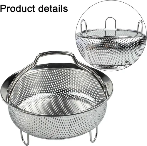 Vista 4 de 304 Stainless Steel Steamer Insert for Cooking Pots and Pressure Cookers, Multi-Size Steam Basket for Vegetables, Seafood, Eggs, and Multifunctional