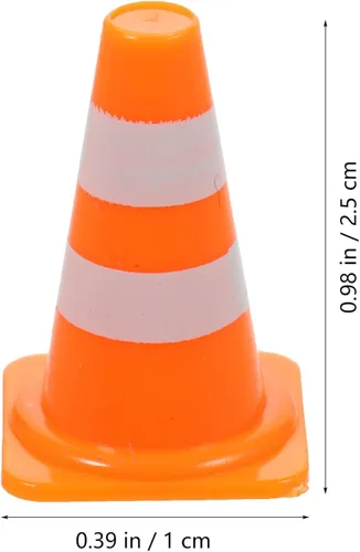 Vista 2 de 30 piezas de conos de tráfico mini, conos mini de 1 pulgada naranja pequeños para señalización de bloqueo de carretera en construcción, juguetes