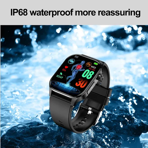 Vista 8 de Reloj inteligente para hombres y mujeres, pantalla AMOLED a color de 2.04 pulgadas, frecuencia cardíaca 24/7, oxígeno en sangre, presión arterial