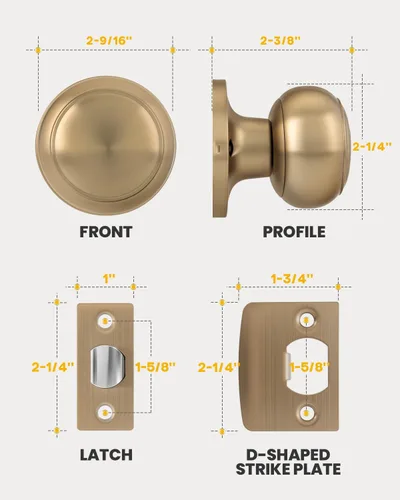 Vista 7 de Goldenwarm Pomos de puerta de paso de bronce champán, 1 paquete de pomos para puerta de armario interior, juego de perillas de puerta de paso