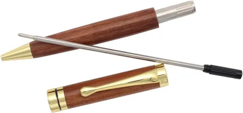 Vista 4 de Gullor Bolígrafo retráctil hecho a mano de palisandro, pluma de madera natural, clip de oro