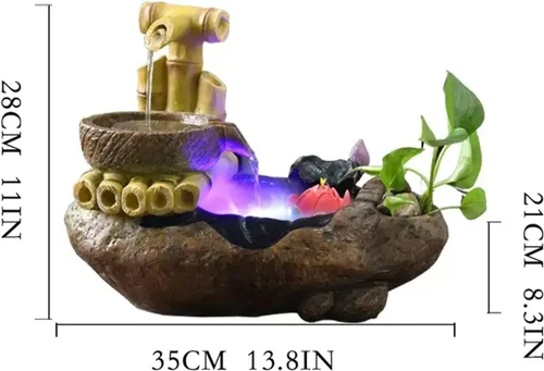 Vista 2 de Tabletop Water Fountain Indoor Desktop Fountain Ornaments Office Flowing Water Fountain Atomizing Humidifier Micro-Landscape Home Decorations