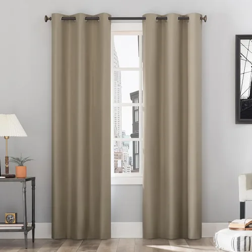 Vista 20 de Sun Zero Cyrus - Par de paneles de cortinas térmicas 100% opacas con ojales Cacao
