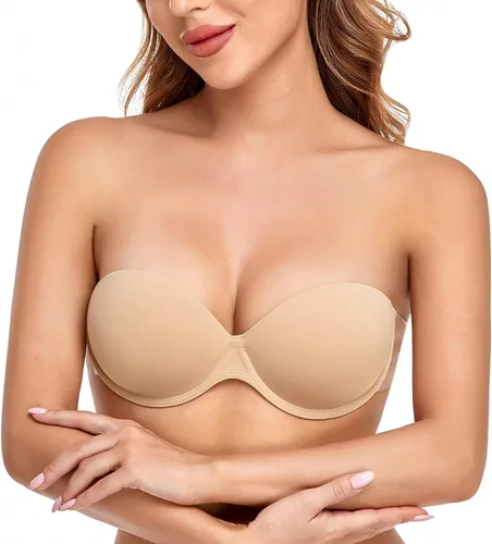 Vista 2 de Sujetadores con realce de espalda descubierta para mujer, autoadhesivos, con aros acolchados, reutilizables, para mujer