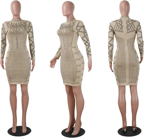 Vista 5 de PORRCEY Vestido sexy para mujer con diamantes